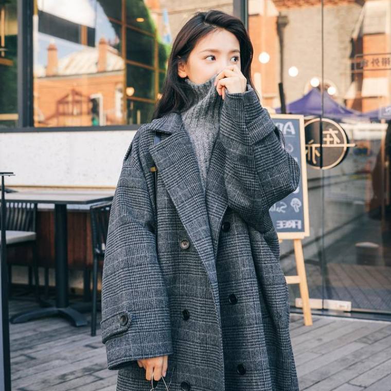 チェック ロング コート