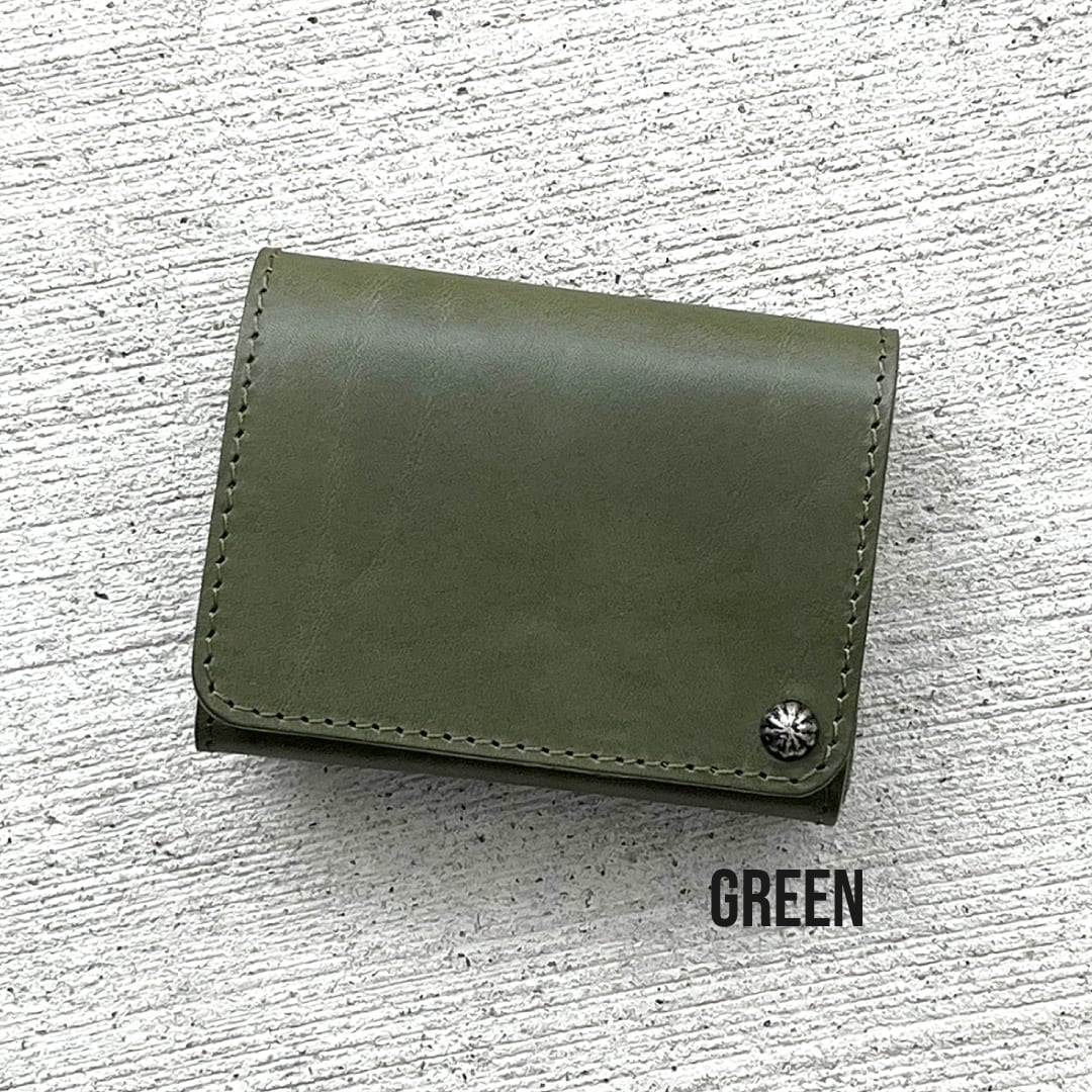 栃木レザー スタッズ コンパクト財布 5色展開 日本製 Made in Japan