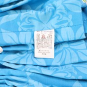 【美品 日本製 フラダンス衣装】スカイブルー ハレハワイイ パウスカート プルメリア柄 水色 ピンク 華やか 爽やか 可愛い 花