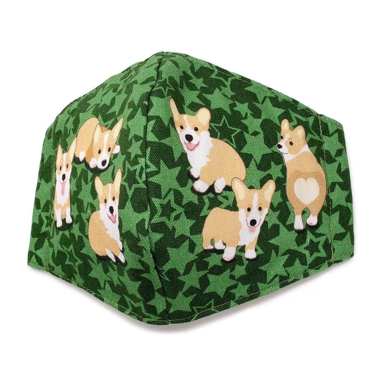 みんなが元気になるマスク 大人用 コーギー グリーン マスク 三層構造 抗ウイルス 抗菌 防臭 日本製 立体 EM-126G