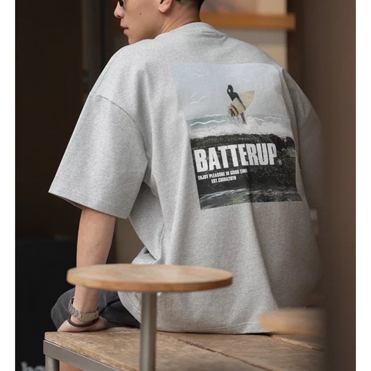 Surf photo back print tee 1422 - 1
