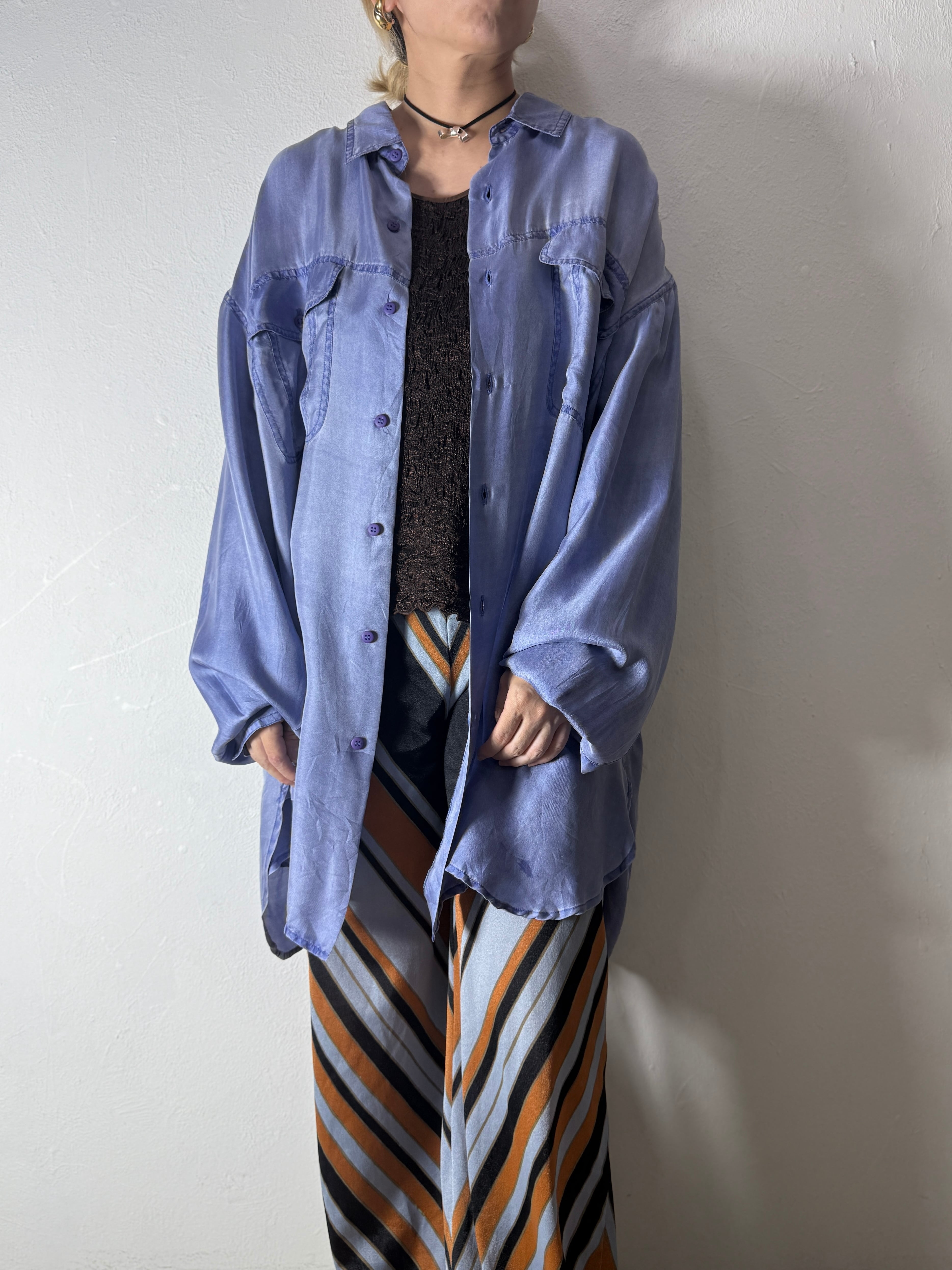 90’s “GOOUCH” silk purple fade shirt