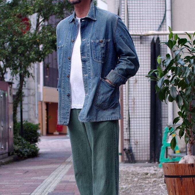 1950s Vintage Lee 91-J Denim Railroad Jacket / ロングL リー デニム