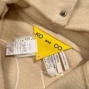 希少 フランス製 90s KO and CO コーアンドコー 切替デザイン ウール オーバー コート ジャケット /ウールン商会/アイボリー系/ビンテージ