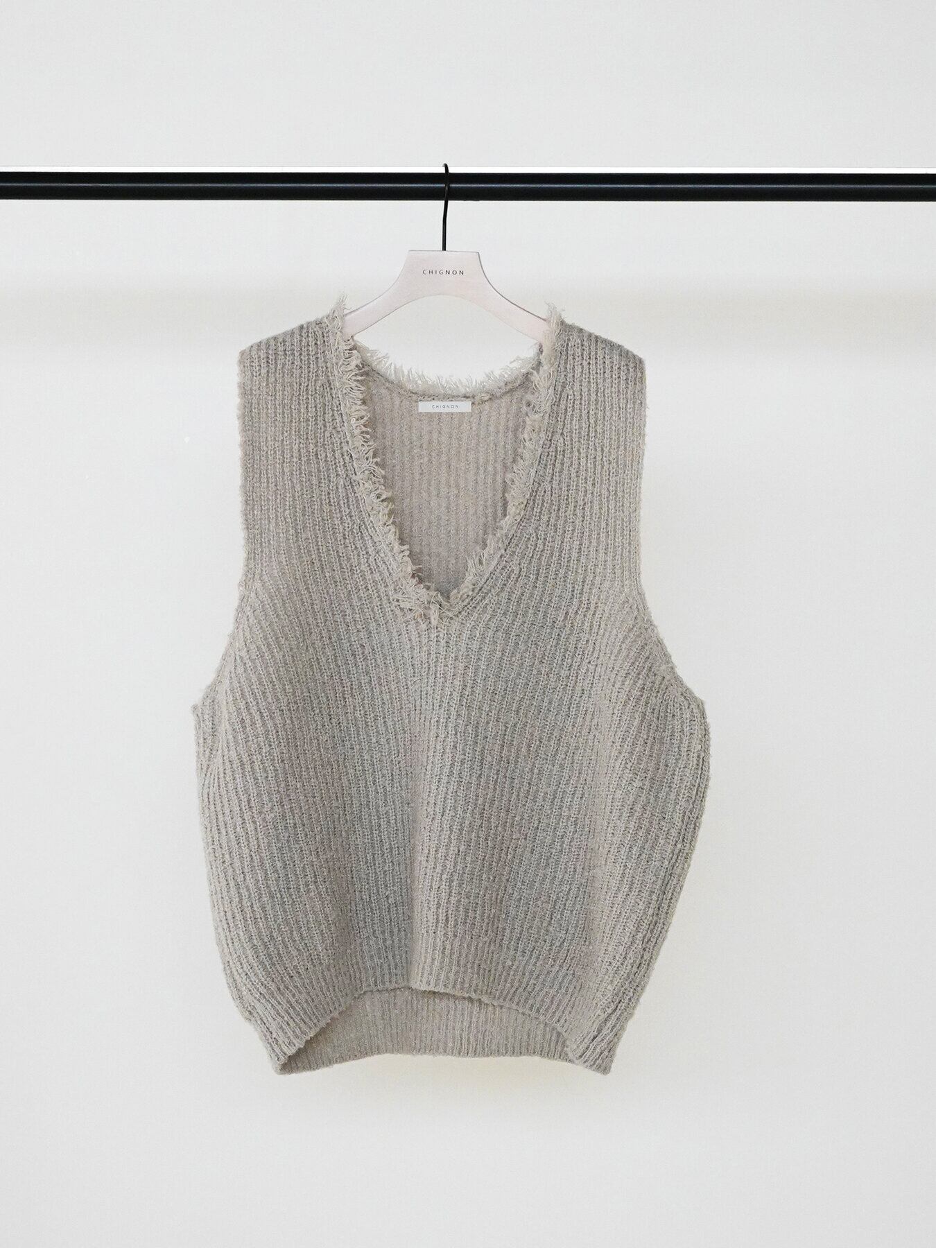 【9/下旬〜10/上旬入荷次第お届けのご予約】CHIGNON/シニヨン ブークレMIXフリンジベスト 9865-404DP F