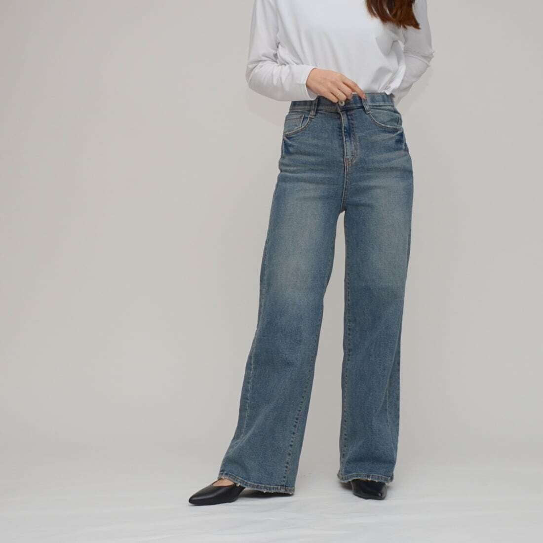 【 Praia 】ソフトヴィンテージセミワイドデニム