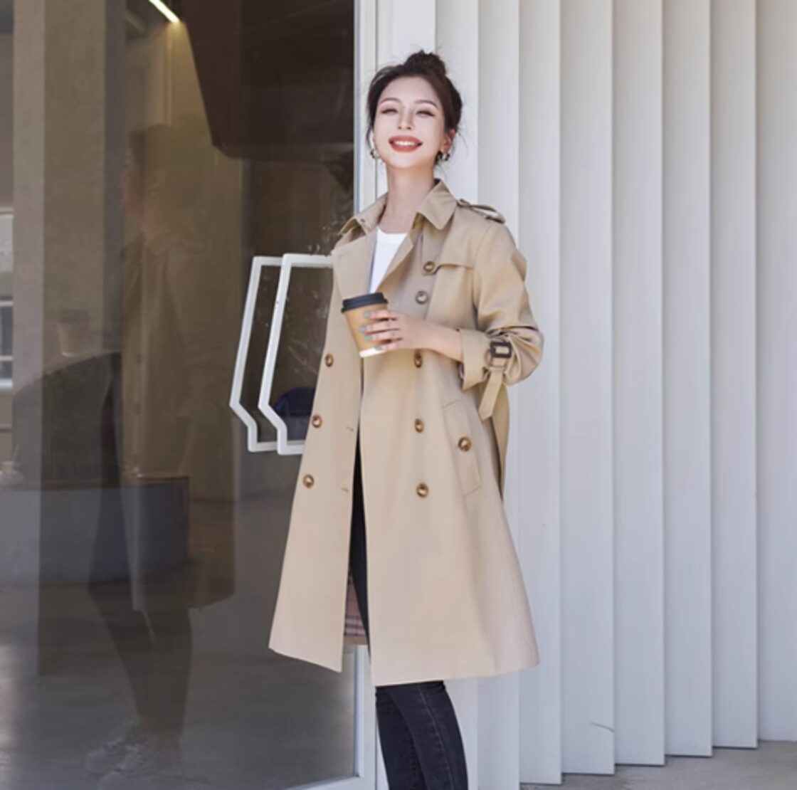 レディース 美品 UNITED TOKYO フロントプリーツトレンチコート マキシ