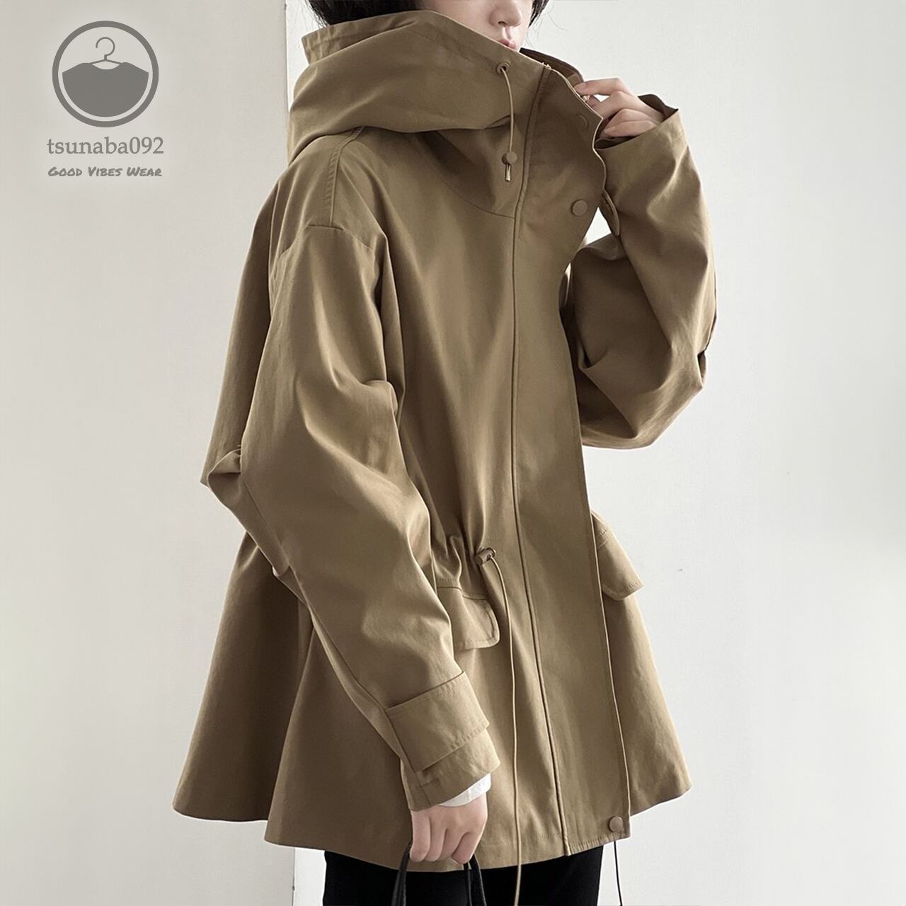 フーディブルゾン コート フード付き 女性用 秋 冬 ショートコート
