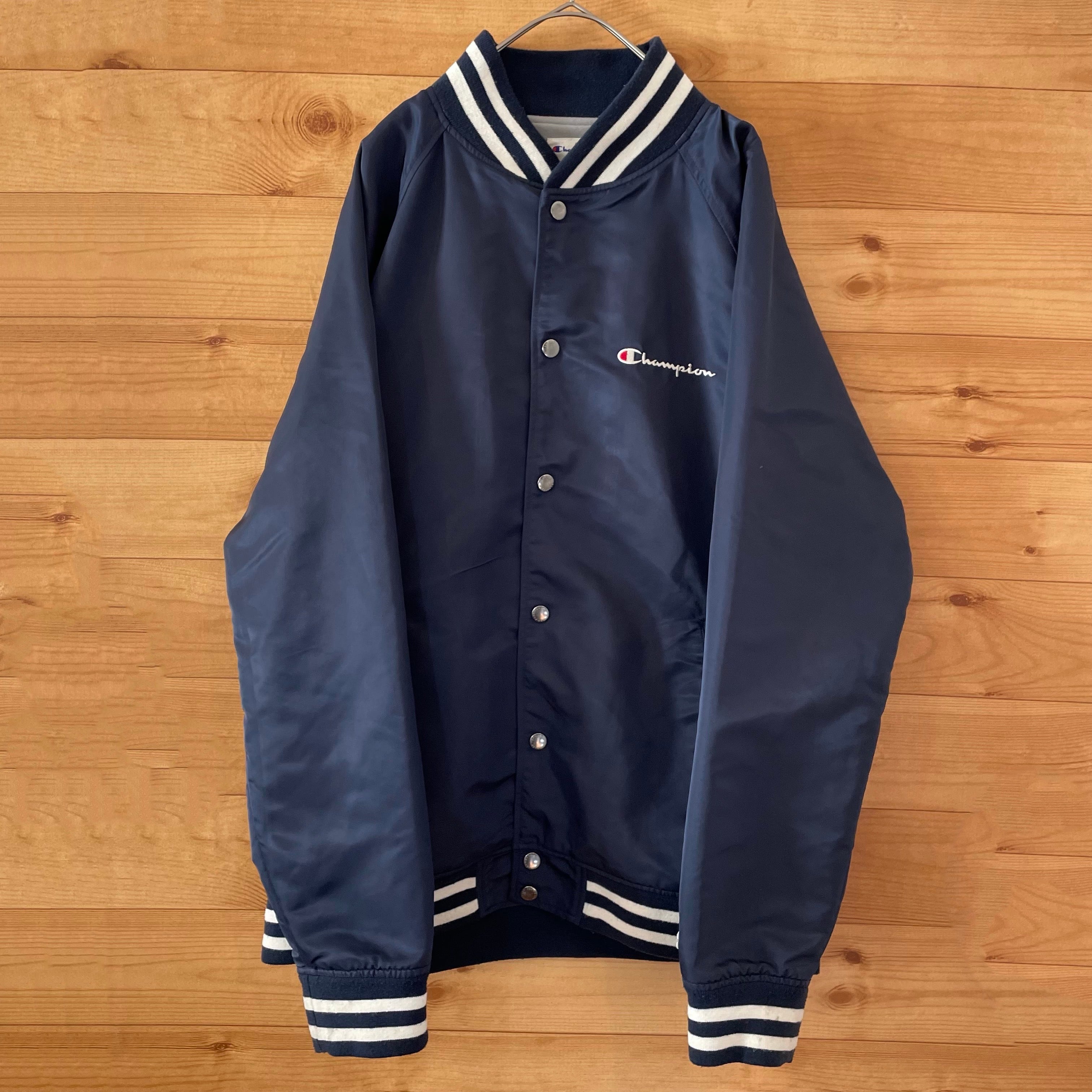 champion】スタジャン 刺繍ロゴ ナイロン ジャンパー ブルゾン L