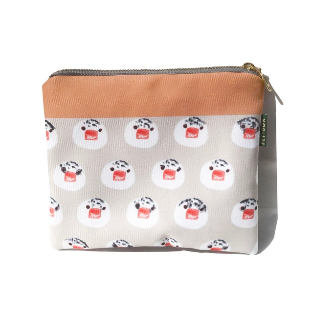 ゴマ塩文鳥 ポーチ M