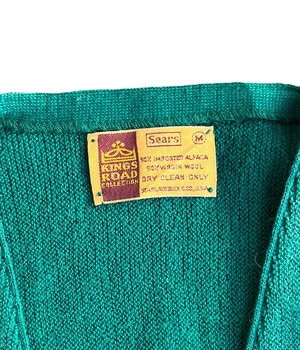 Vintage 60s Alpaca wool knit cardigan -green/Sears-