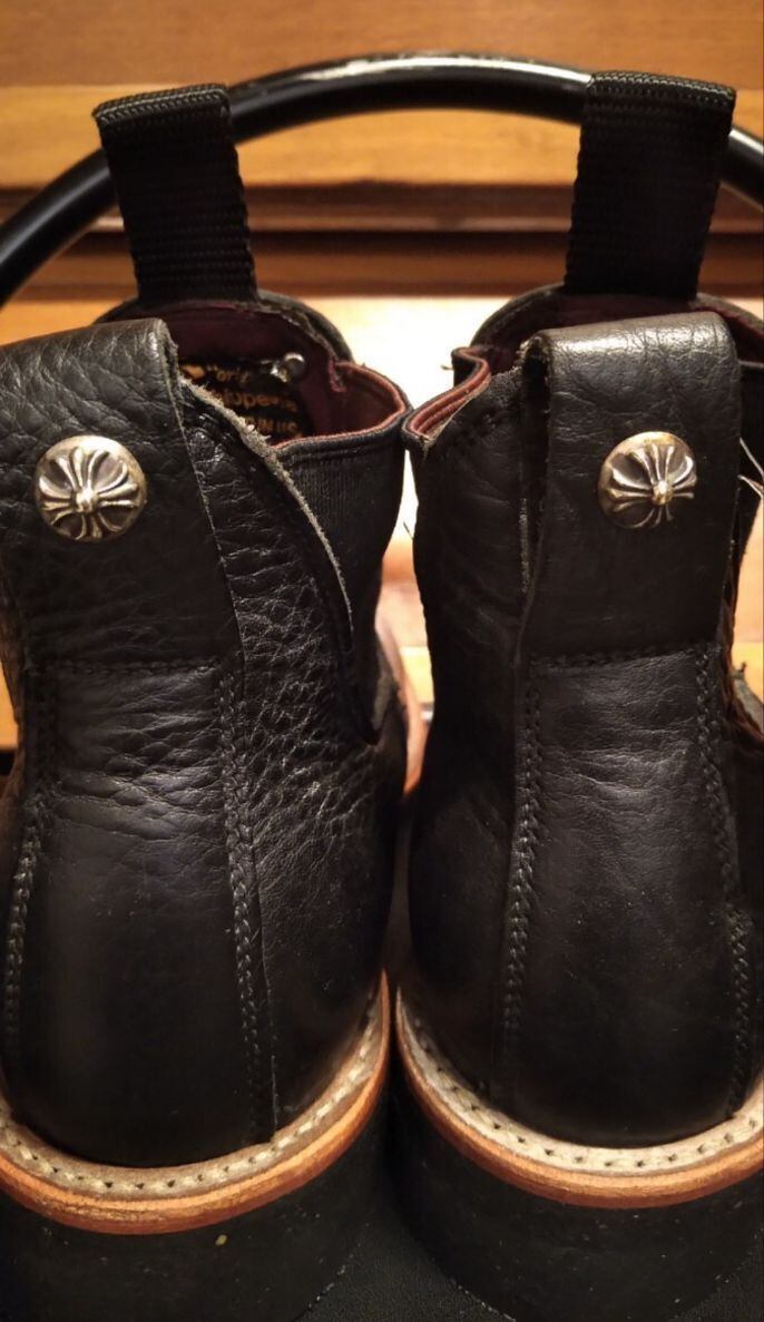 CHROME HEARTS クロムハーツ × チペワ サイドゴア レザーブーツ クロス