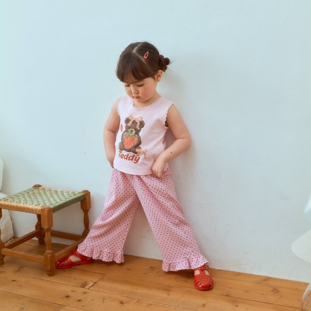 【取寄】1st blue｜bear lace sleeveless tee｜ベアレースノースリーブT｜5-15｜kids&jr｜26 summer