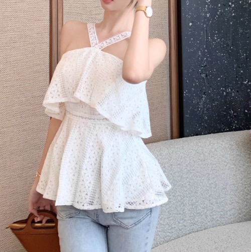ラッフルネックペプラムレースキャミ ・10587