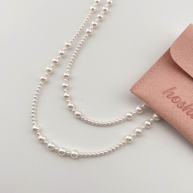 韓国風淡水真珠S925純銀のロング貝殻パールネックレスニットチェーン