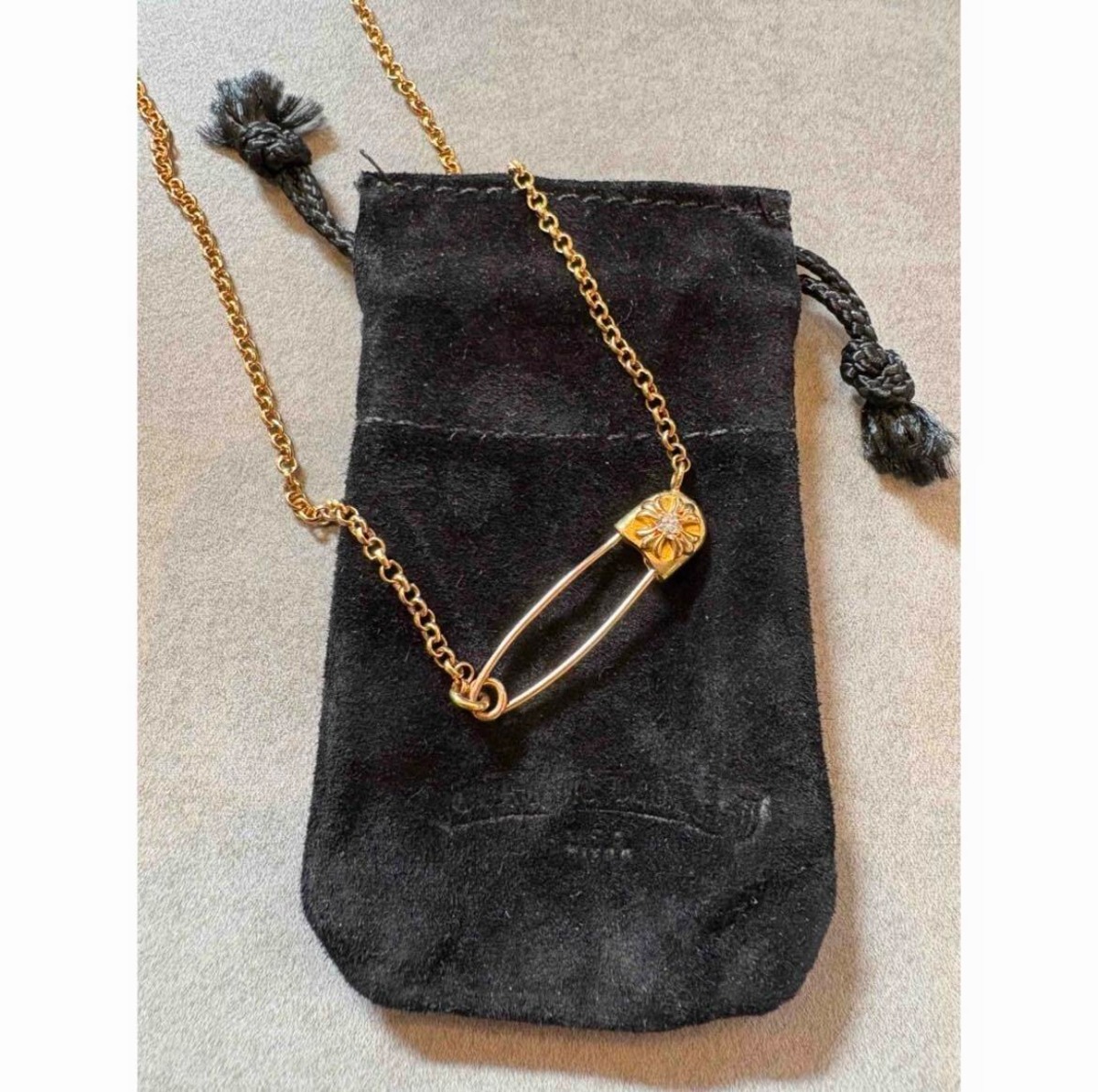 CHROME HEARTS クロムハーツ 22k セーフティピン 純正ダイヤ 18インチ 