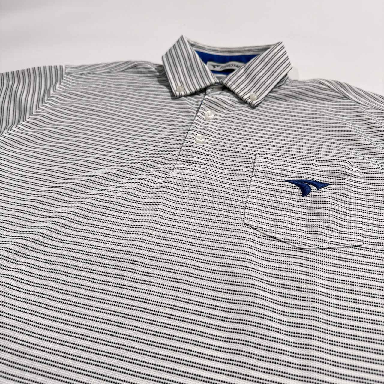 TOURSTAGE ツアーステージ ゴルフ ボーダー柄 BD 半袖 ドライ ポロシャツ サイズ M /ホワイト×ブラック/メンズ