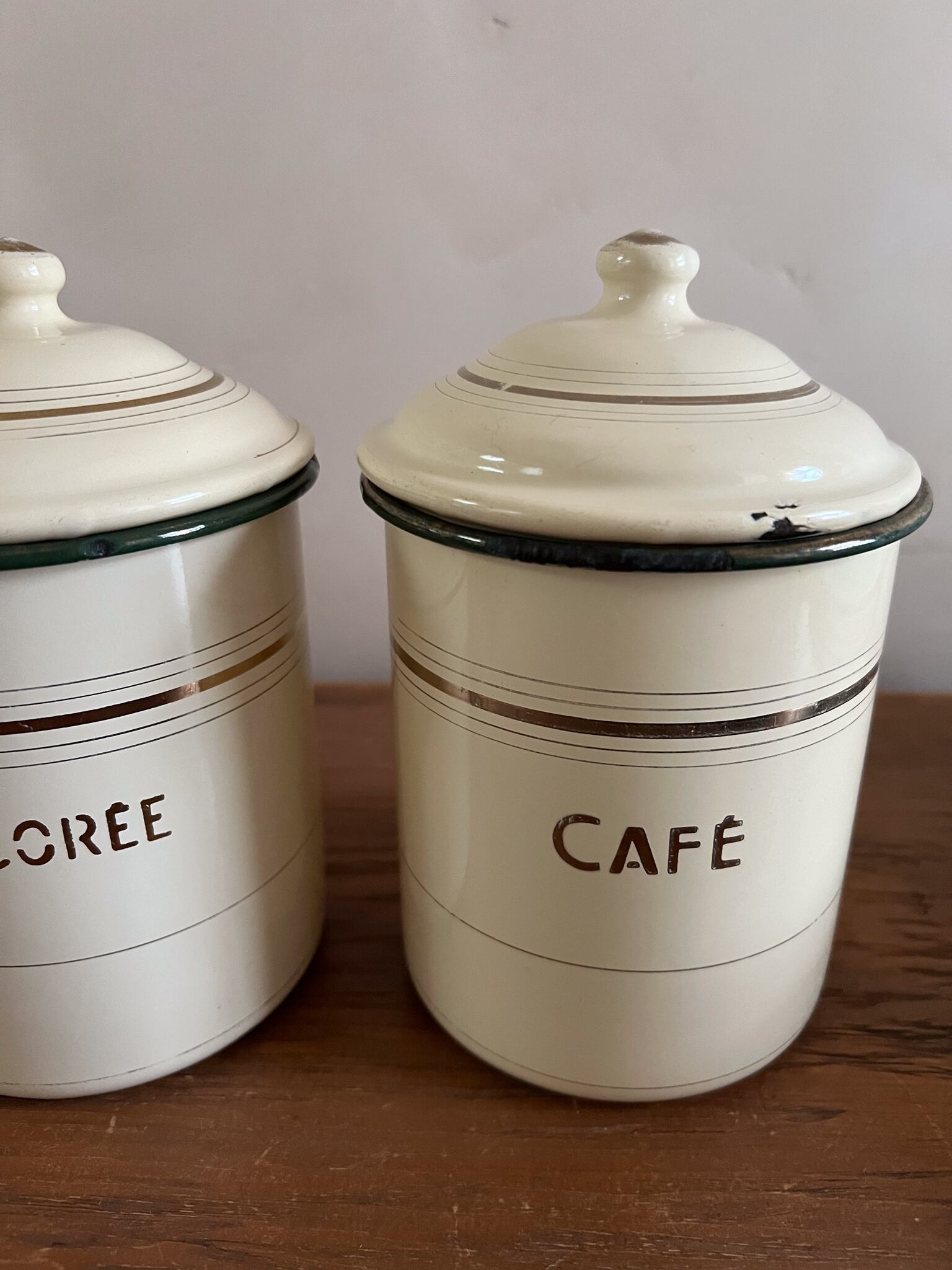 クリーム色のキャニスター(A) cafe フレンチアンティーク ヴィンテージ