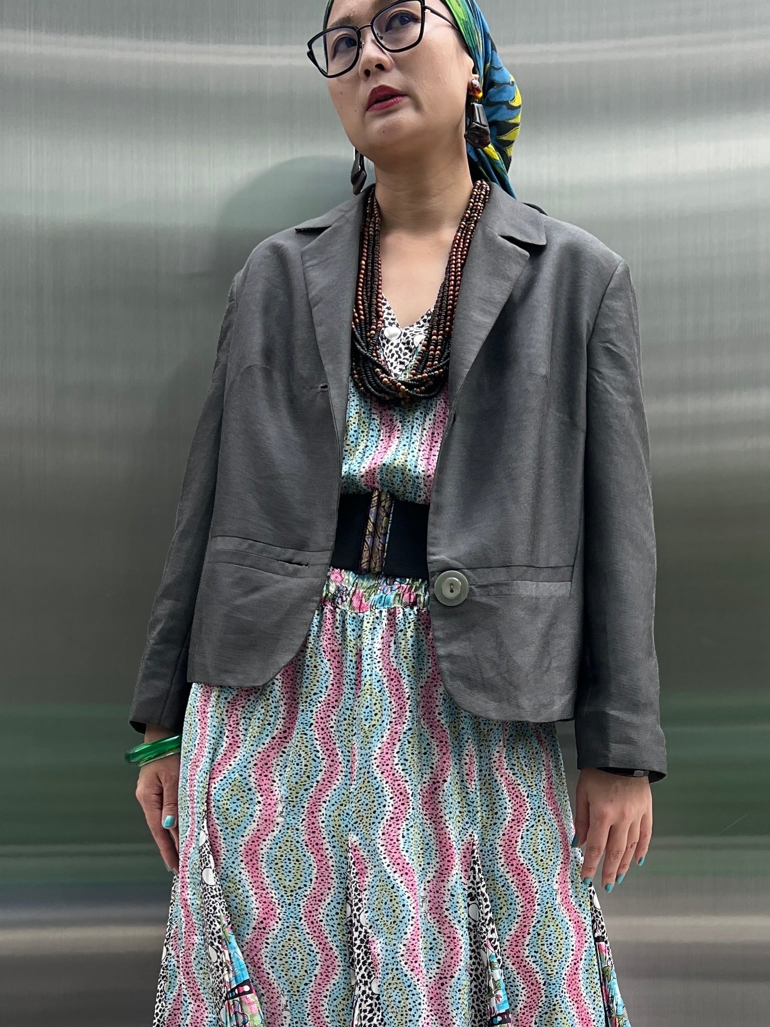 Vintage Euro charcoal gray summer wool jacket