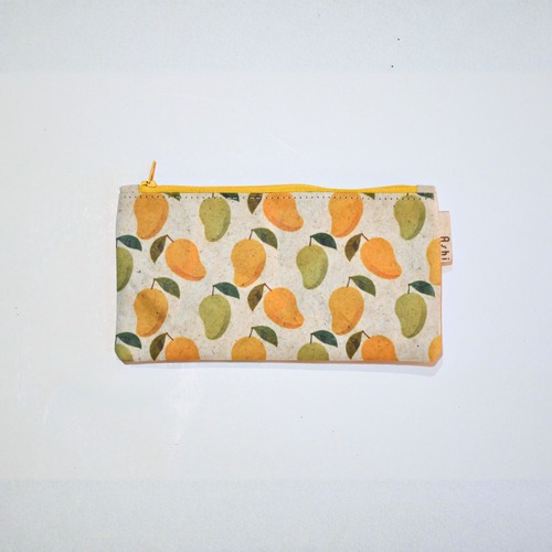 Ashi｜亜紙 Flat Pouch M＊Mango 26 フルーツ柄 紙ポーチ バナナ ハンドメイド