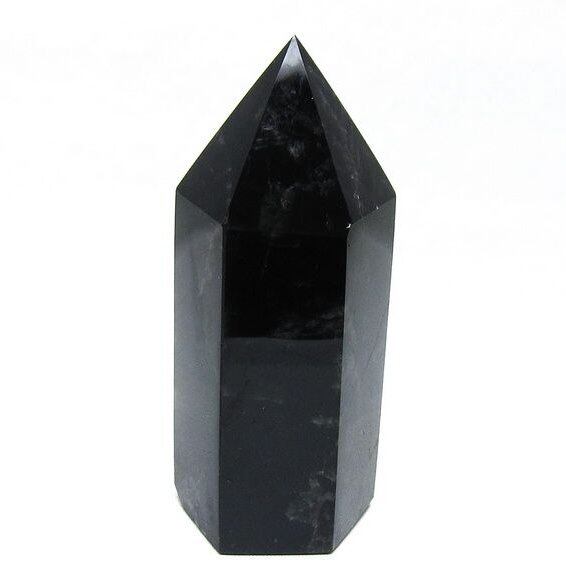 モリオン ポイント 六角柱 黒水晶 置物 一点物 152-4281