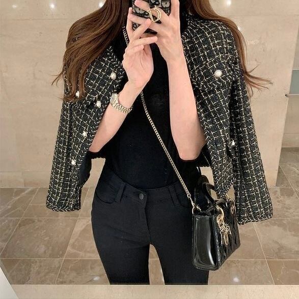 パールボタンツイードジャケット ダブルボタンツイードジャケット [K1293] - レディースファッション