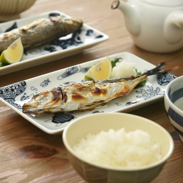 麻格子プラチナ24cmプレート(4枚) natural69】【波佐見焼】【cocomarine】【長角皿】 焼皿 長方形 焼き皿