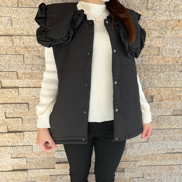 Big collar vest(Black・Ivory)