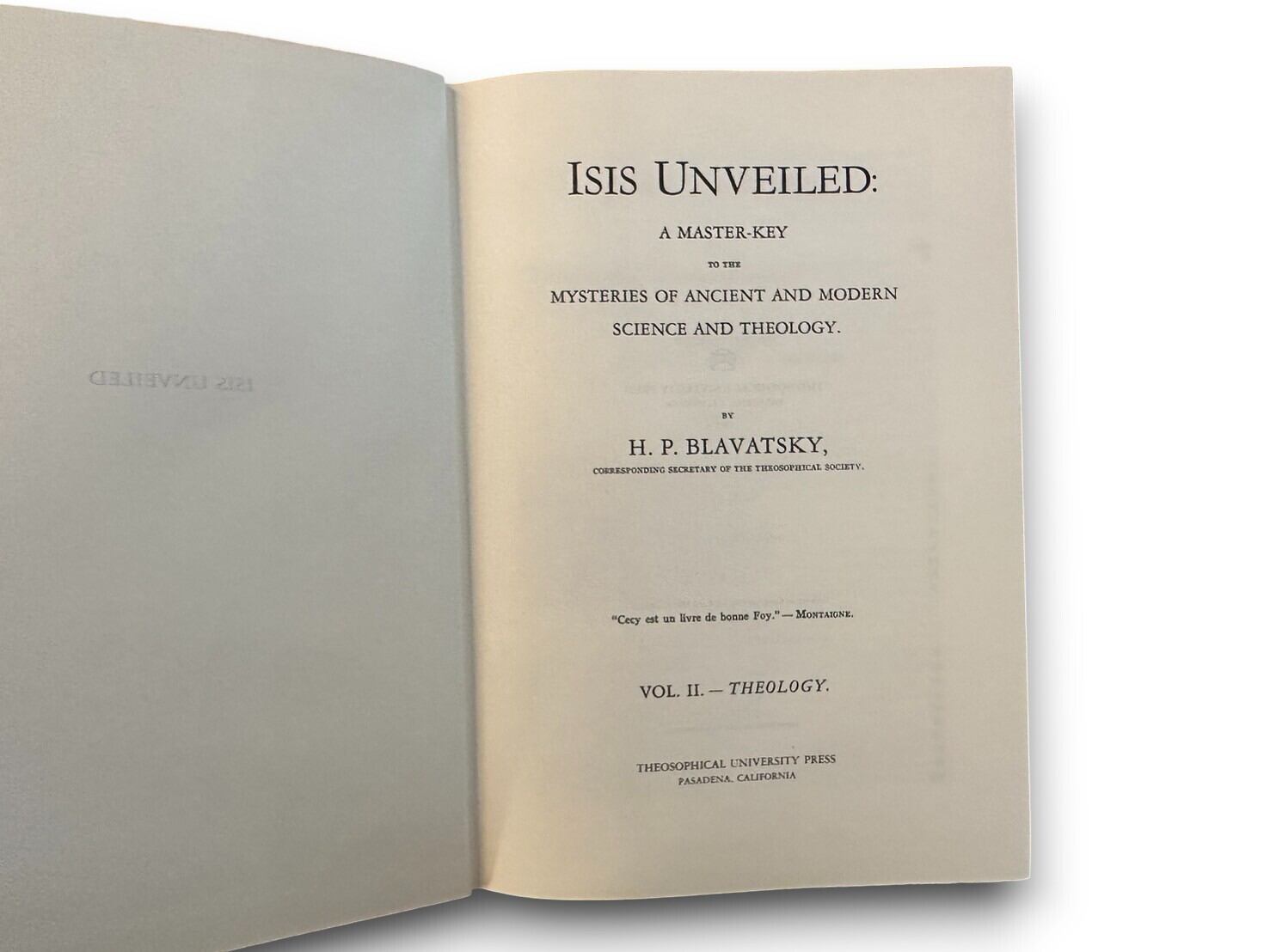 SS128】Isis Unveiled: A Master Key to the Mysteries of Ancient and