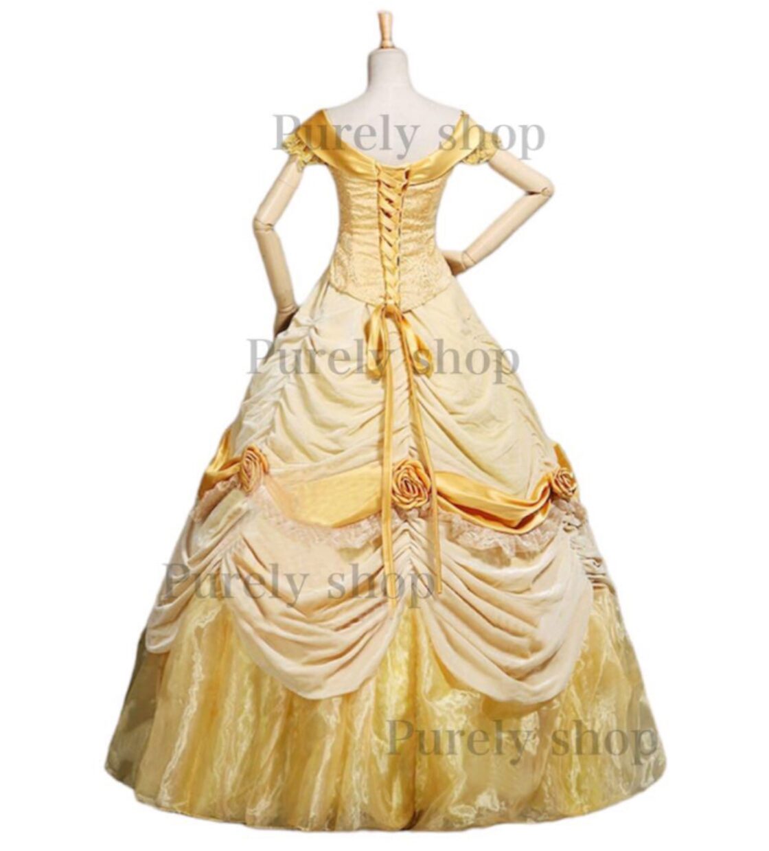 ディズニー 美女と野獣 ベル アニメ版 豪華 イエロードレス コスプレ D  
