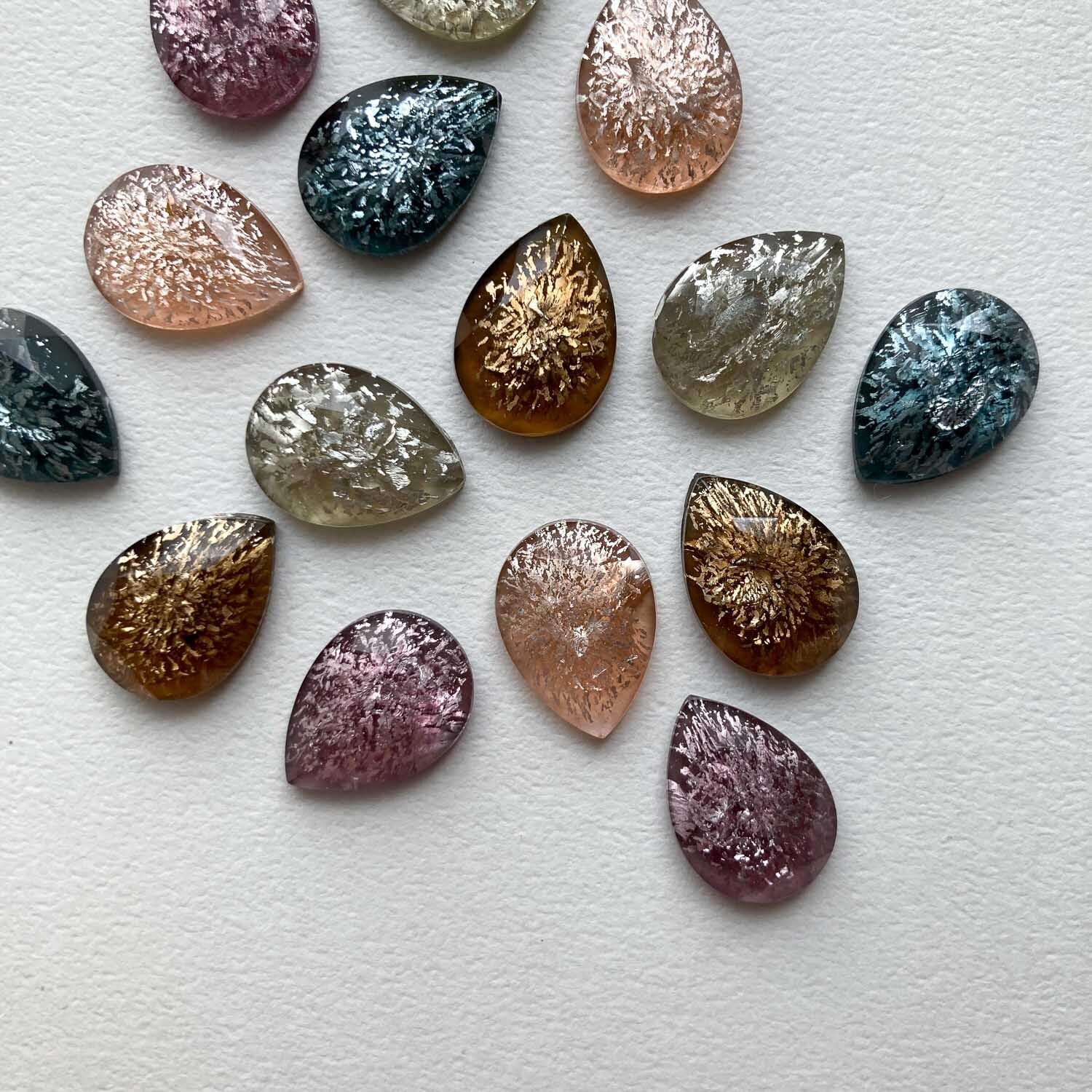 再入荷〉銀箔入りしずく型チェコガラスカボション | Dua-アクセサリー