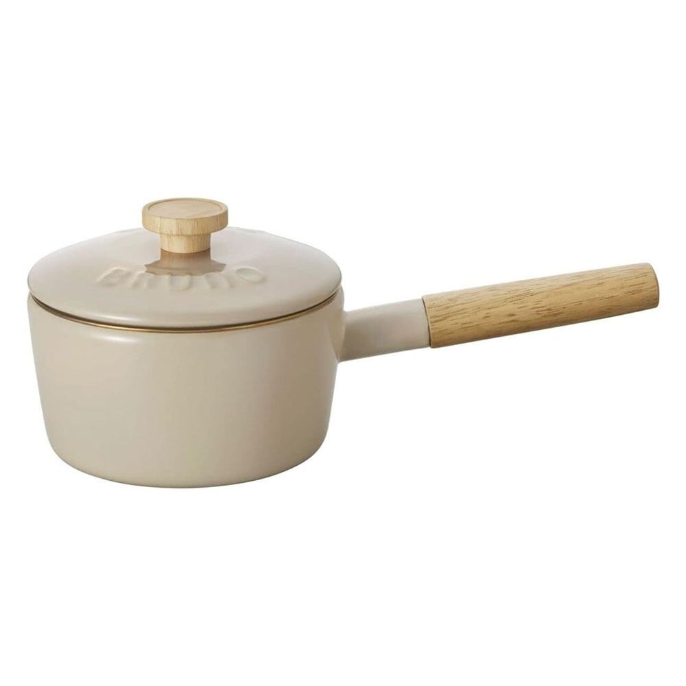 BRUNO ブルーノ ホーロー 片手鍋 16cm グレージュ BHK281 / IH対応 直火 アウトドア 富士ホーロー