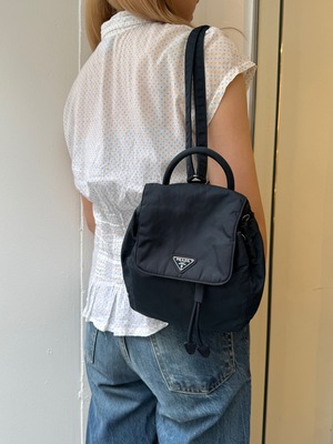 PRADA/ vintage blue black nylon mini backpack.