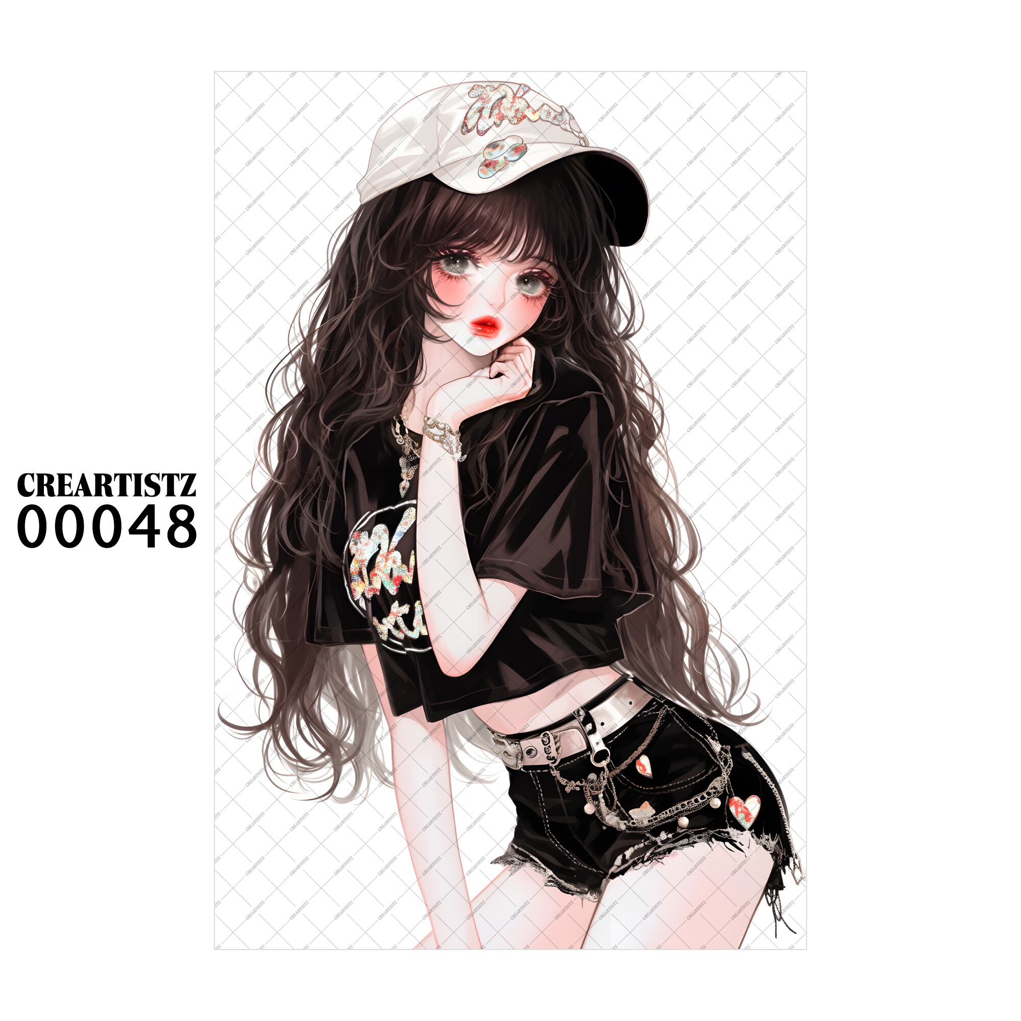 00048 ガール キュート オリジナル ペーパー/ステッカー 4枚セット CREARTISTZ