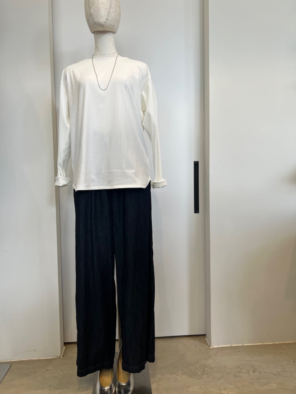 【LEMELANGE】ボートネックストレッチリブtee 8551006