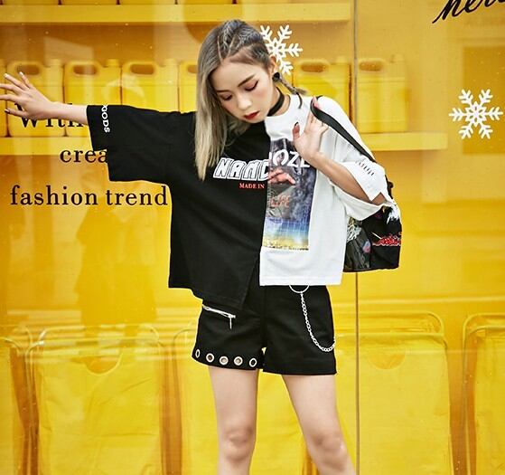 韓国ファッション レディース 半袖 Tシャツ ストリート系 アシンメトリー トップス 個性的 原宿系 夏 Tb 1 毒いちご 韓国 ファッション