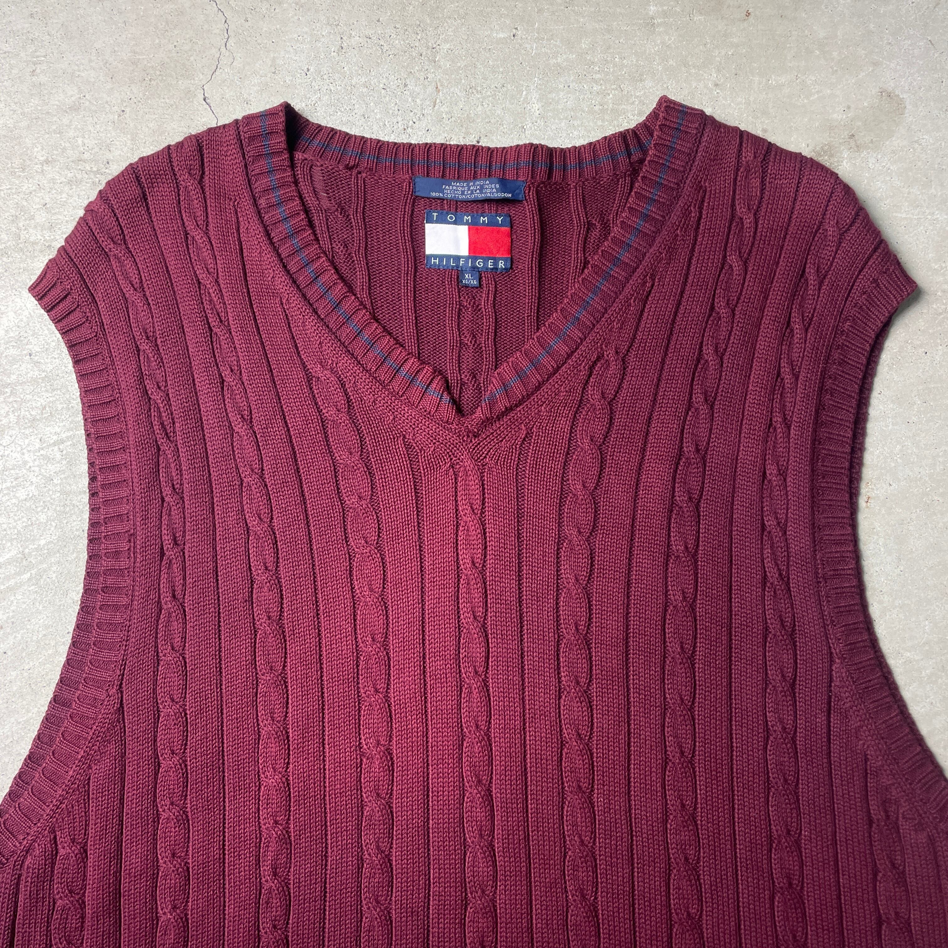 90年代 TOMMY HILFIGER トミーヒルフィガー コットンニットベスト 