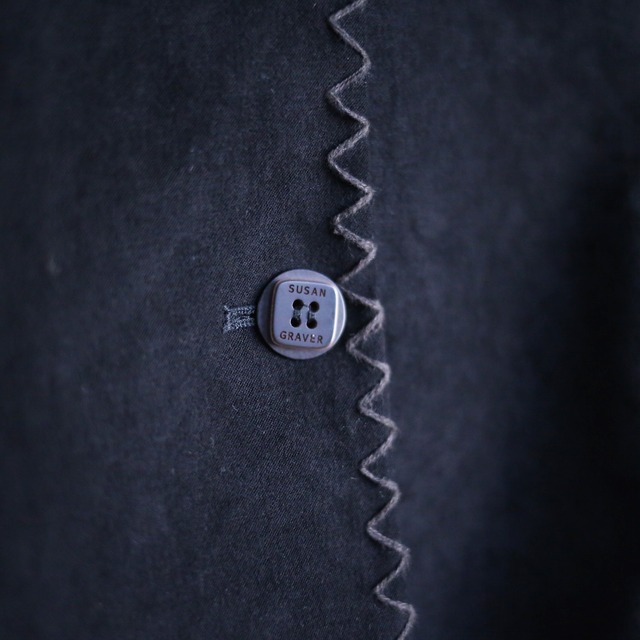 "花×刺繍" front and back pattern stitch work design box silhouette fake suede jacket