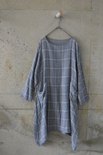 Checked gauze fabric long-sleeved dress