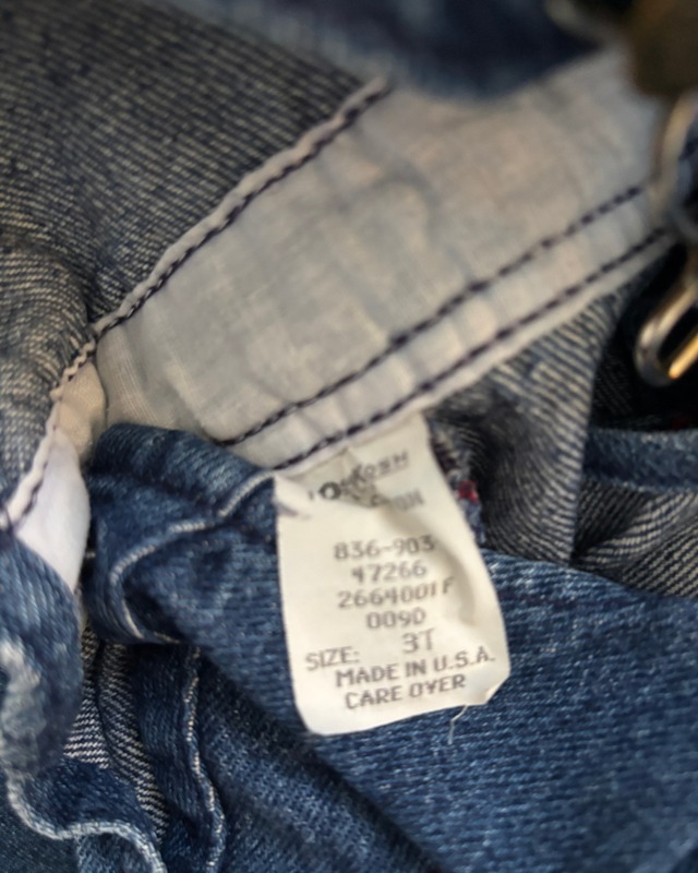 【3T・vintage】USA製 OshKoshデニムチェックオーバーオール