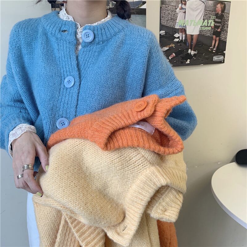 セーター カーディガンルーズスタンダードスタイルショートコート スプリング薄手トップス ロング レトロ 春物 ブラックストロベリース17593931628