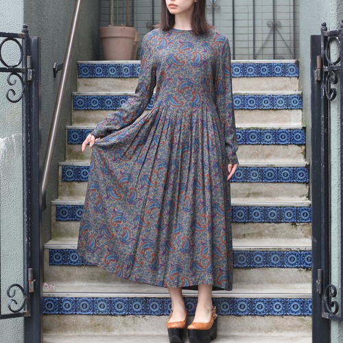 USA VINTAGE J Christpher PAISLEY PATTERNED LONG ONE PIECE/アメリカ古着ペイズリー柄ロングワンピース