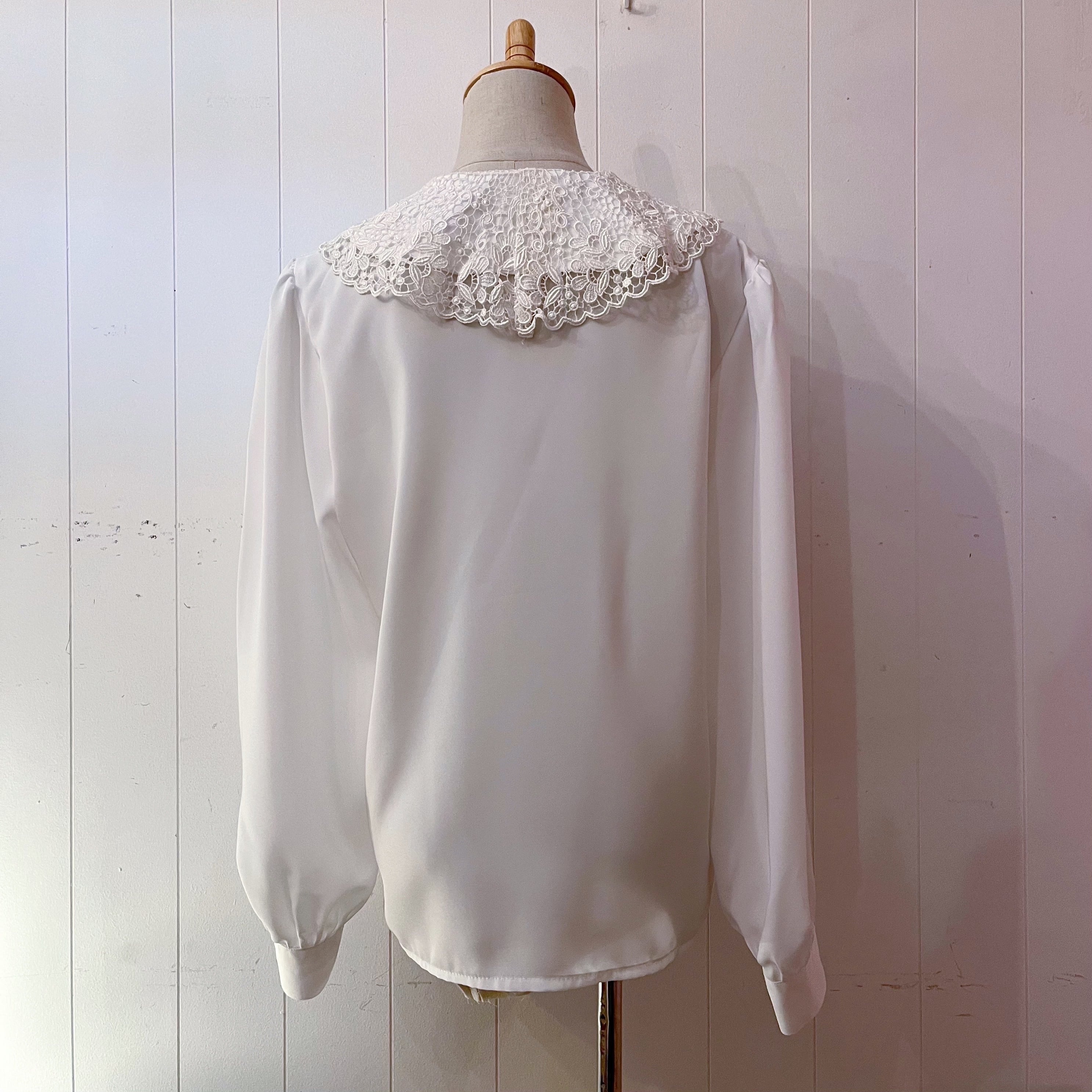 flower leaf lace white blouse