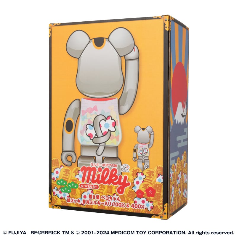 BE@RBRICK 招き猫 ペコちゃん 銀メッキ 蓄光ミルキー入り 100 BE@RBRICK 招き猫 ペコちゃん 銀メッキ 蓄光ミルキー入り 100