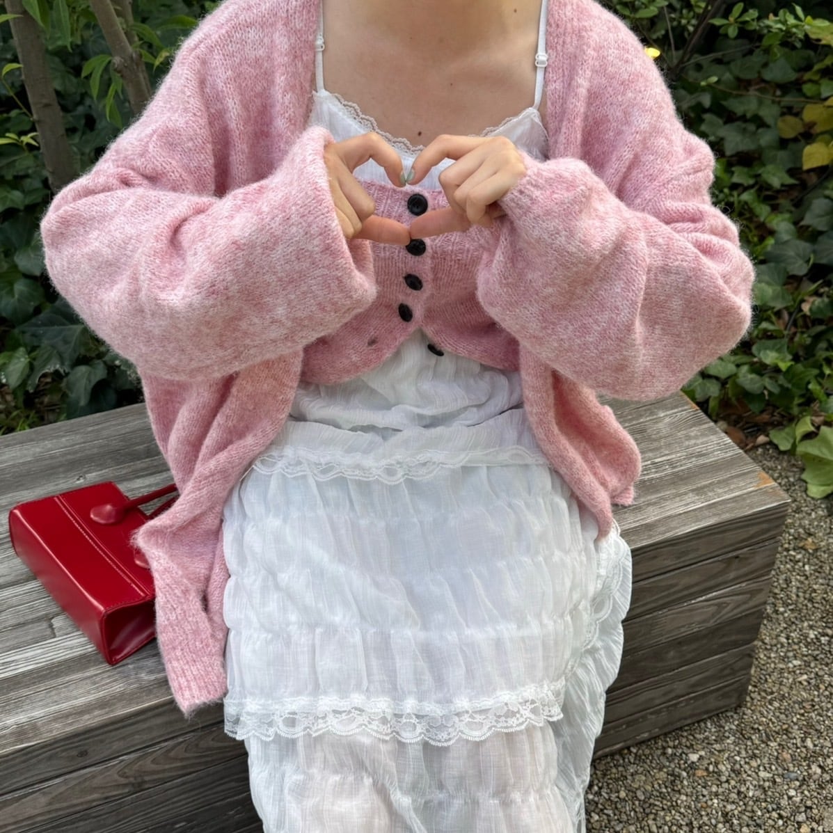 ニットカーディガンボタンチューブトップセット_LN03122