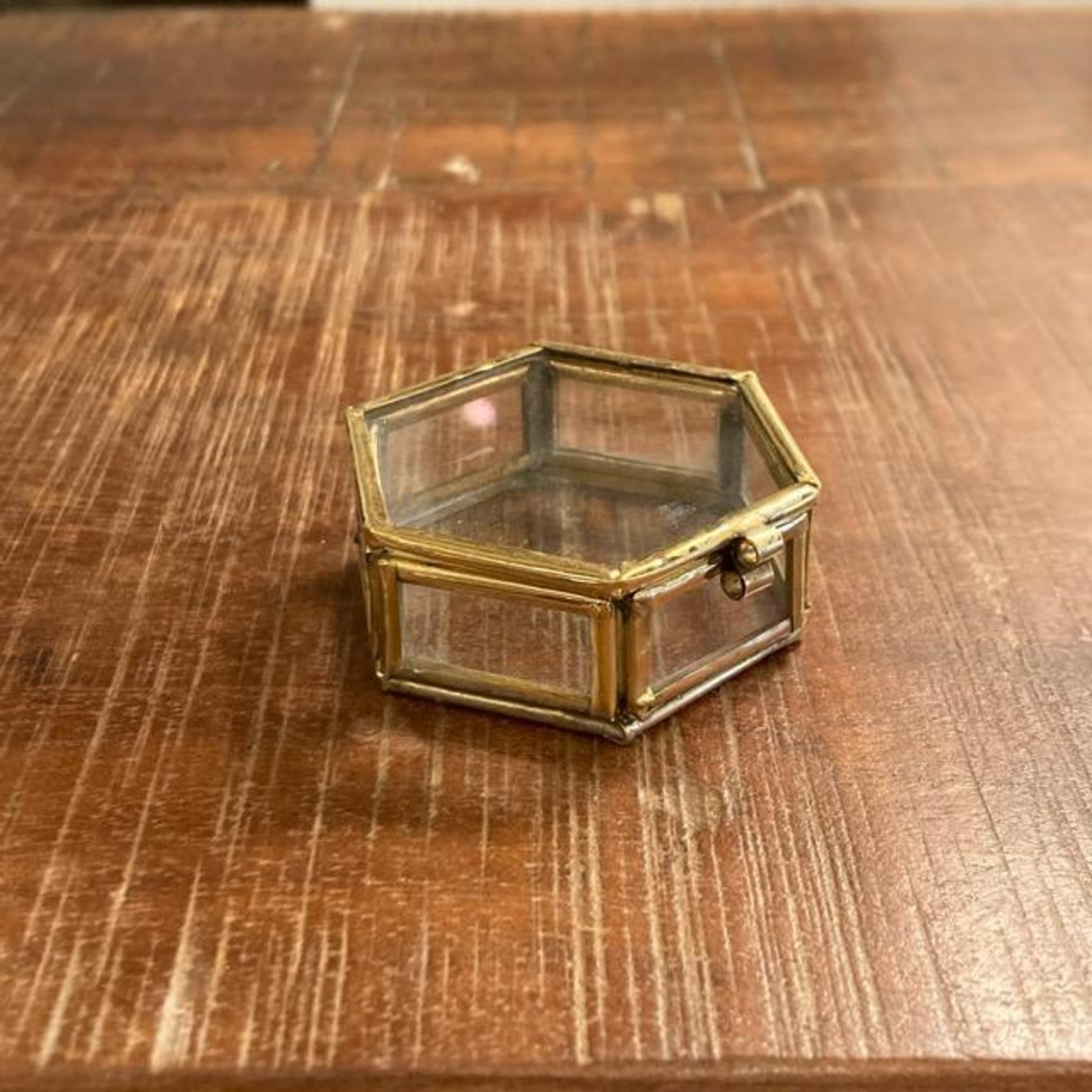 ガラス六角BOX　サイズS　インテリア　雑貨　収納　ケース　小物　アクセサリー　