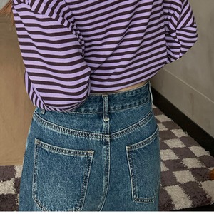 high waist straight wide-leg denim pants J00155