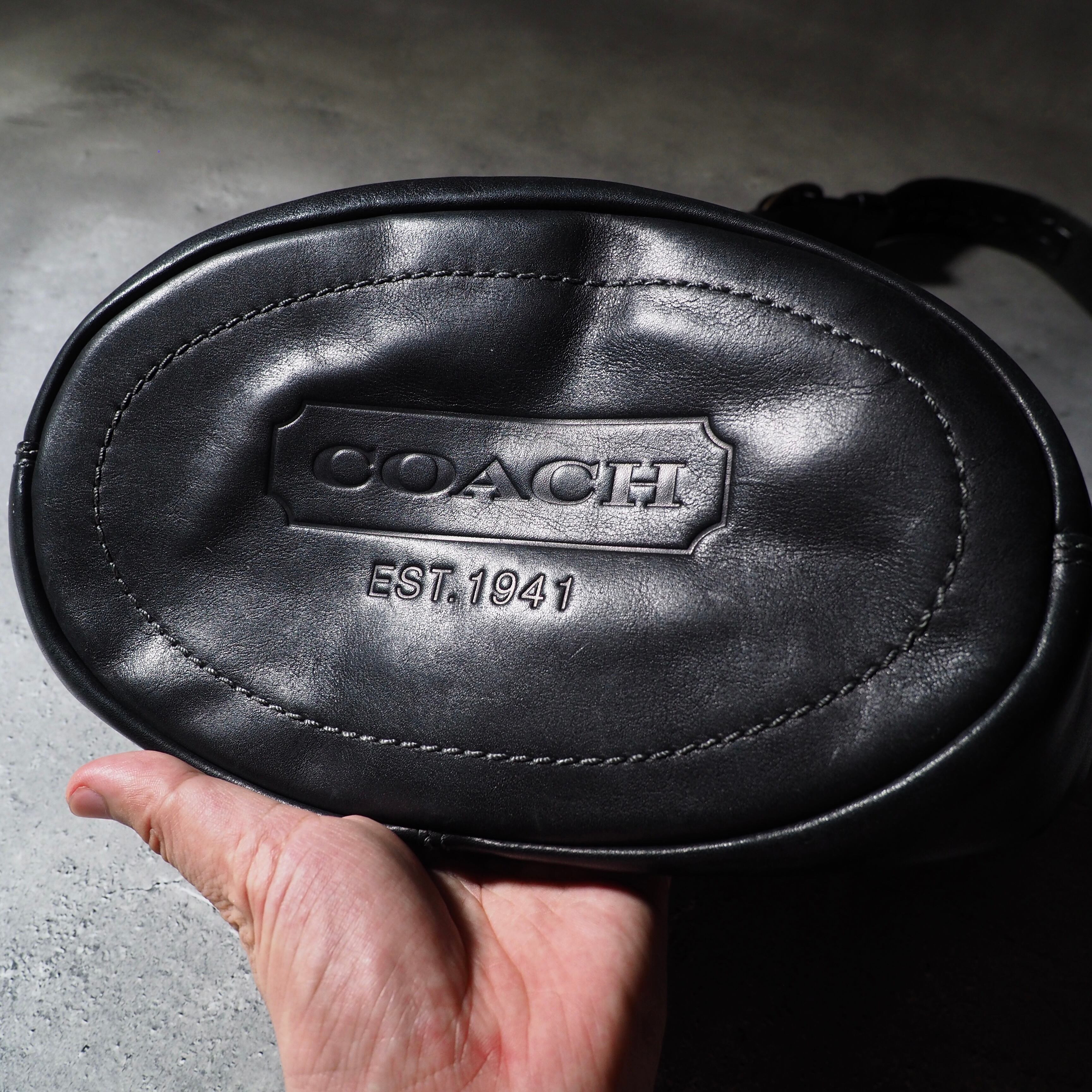 ” COACH ” Black leather 2ways hand shoulder Bag