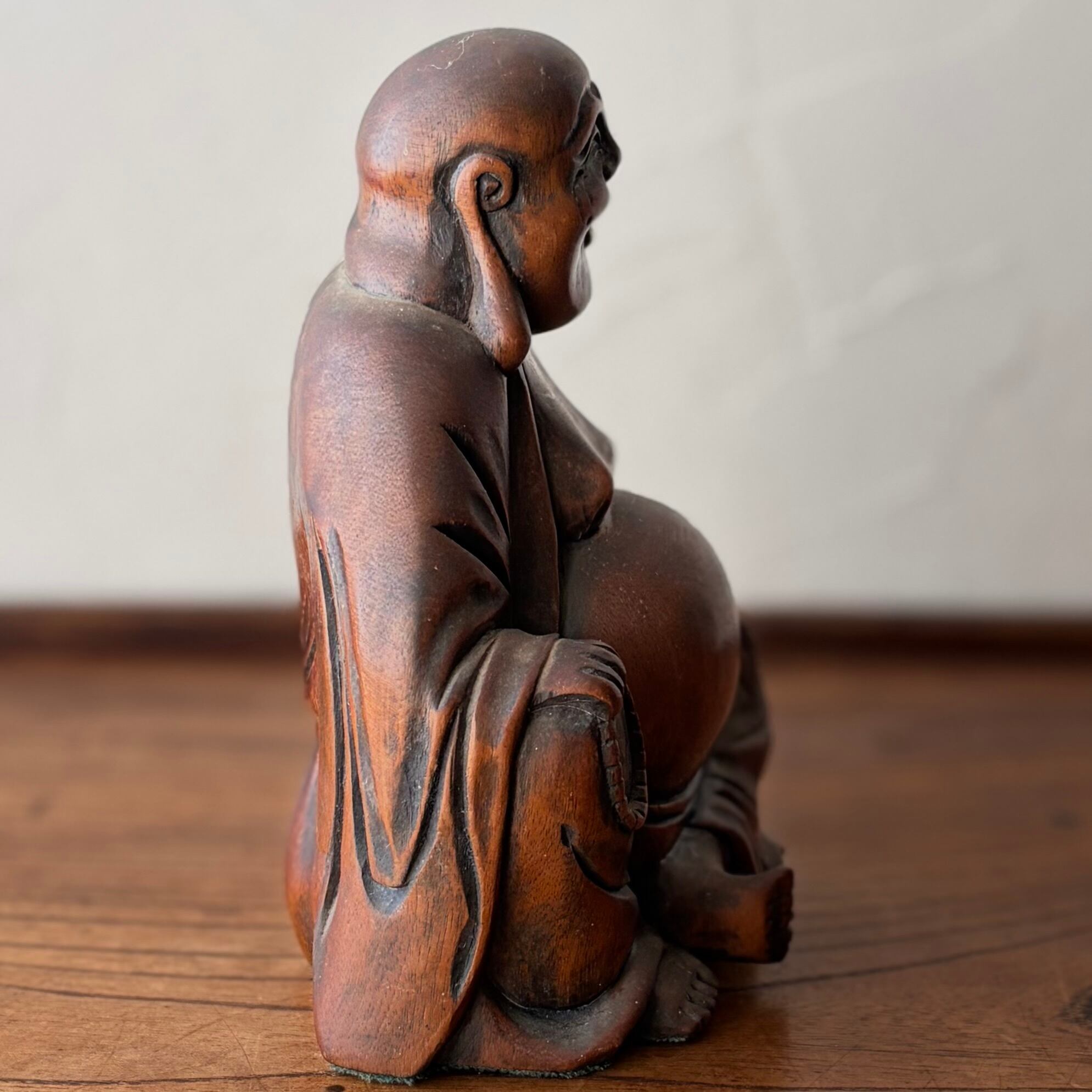 木彫りの布袋様 七福神 置物 縁起物 | 古家具古道具kuon