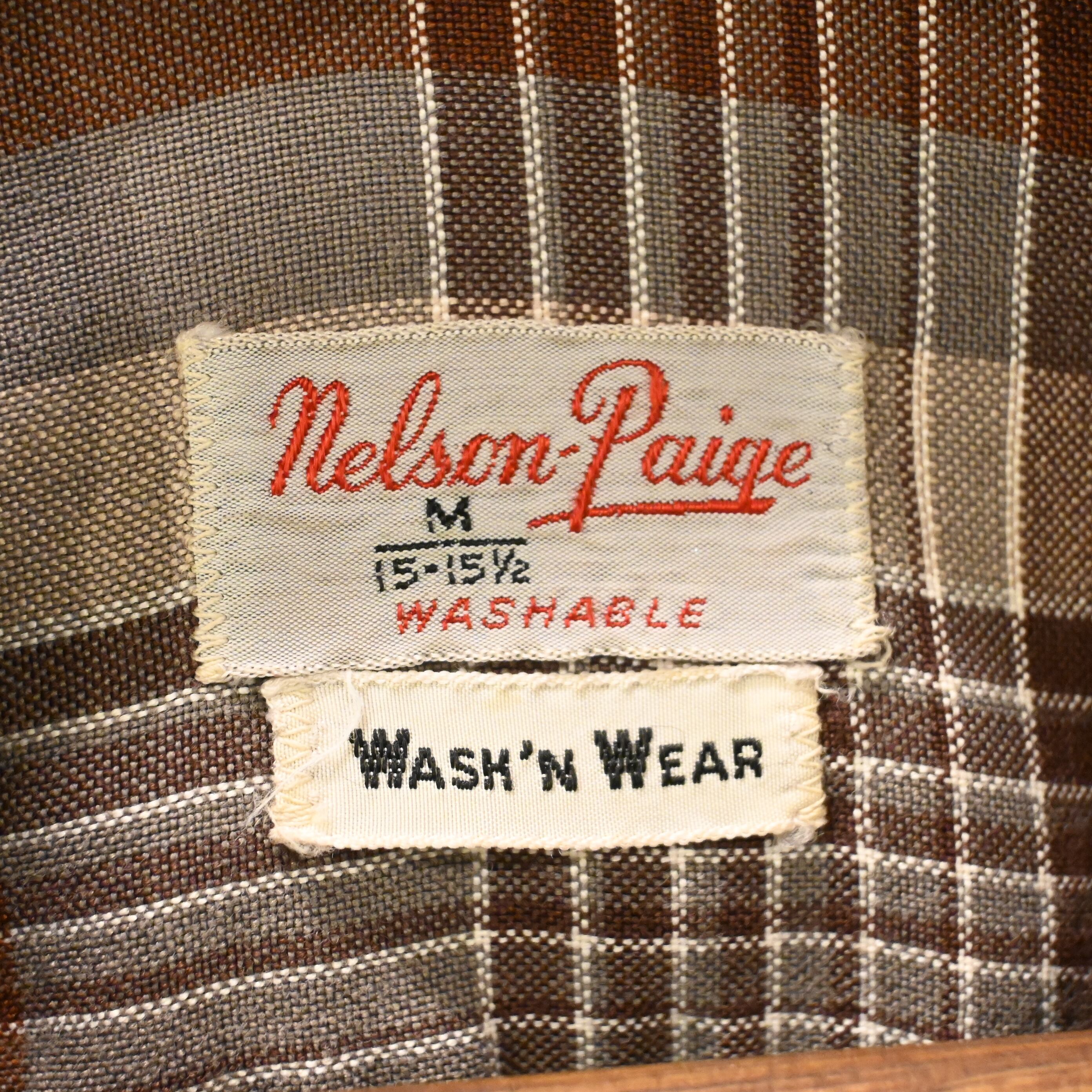 M ] Nelson-Paige 50-60's USA製 Open Collar Rayon Blend Chack Shirt